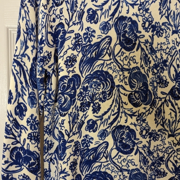 Charter Club Royal Blue Floral Print Pearl Button Cardigan women's size S - Picture 8 of 9